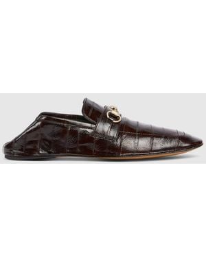 Gucci Eel Loafer With Horsebit, Leather - Brown