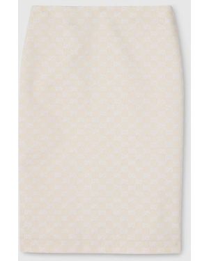 Gucci Gg Cotton Gabardine Skirt, Size 40 It, Ready-To-Wear - White