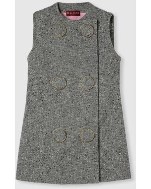 Gucci シーデッドウール ドレス, グレー, ウェア