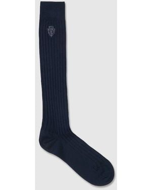 Gucci Knit Cotton Socks With Embroidery - Blue