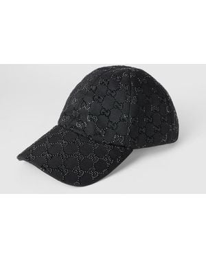 Gucci Gg Canvas Baseball Hat With Crystals - Black