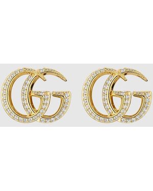 Gucci Gg Marmont Crystal Stud Earrings - Metallic