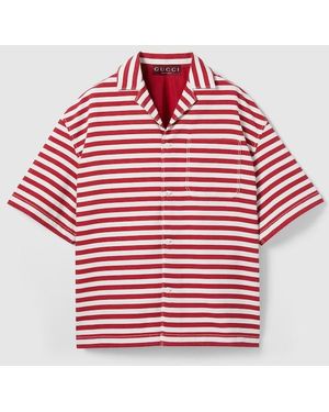 Gucci プリント Ggコットン ジャカード シャツ, レッド, ウェア