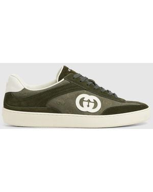 Gucci 〔G75〕メンズ スニーカー, グリーン, Ggキャンバス