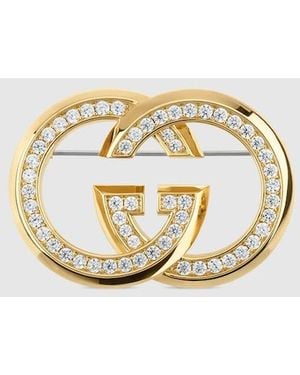 Gucci Interlocking Crystal Brooch - Metallic