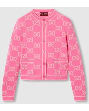 Gucci GGコットンジャカード カーディガン, ピンク, ウェア