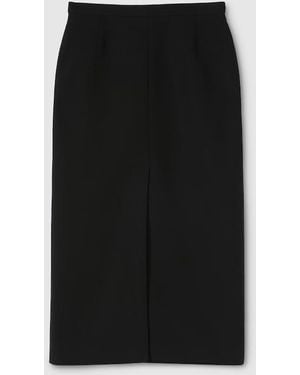 Gucci Wool Crêpe Skirt With Detail - Black
