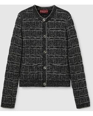 Gucci チェック カーディガン - ブラック