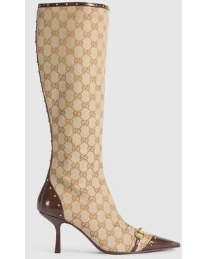 Gucci Savoy Boot, Gg Canvas - Brown