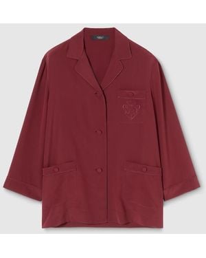 Gucci Silk Crêpe De Chine Shirt With Embroidery - Red