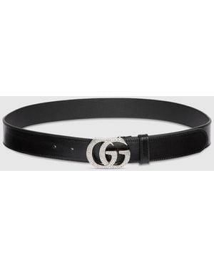Gucci Belt With Double G Buckle, Size 110, Leather - Black