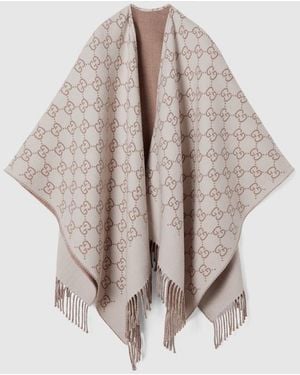 Gucci Gg Wool Jacquard Cape - Brown