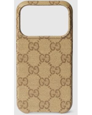 Gucci Case For Iphone 17 Pro, Gg Canvas - Brown