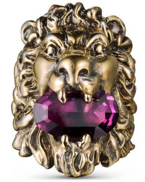 Gucci Lion Head Ring With Crystal - Purple
