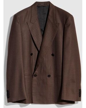 Gucci Gingham Wool Jacket, Size 48 It, Ready-To-Wear - Brown
