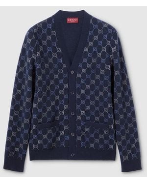 Gucci Gg Double Wool Knit Sweater, Ready-To-Wear - Blue