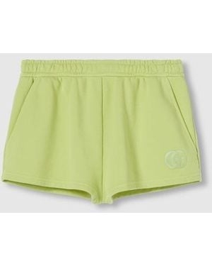 Gucci Embroidered Cotton Jersey Shorts - Green