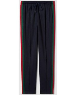 Gucci Technical Jersey Sportswear Pants With Web - Blue