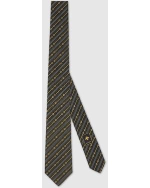Gucci ホースビット シルクジャカード ネクタイ, ブラック, シルク - グリーン