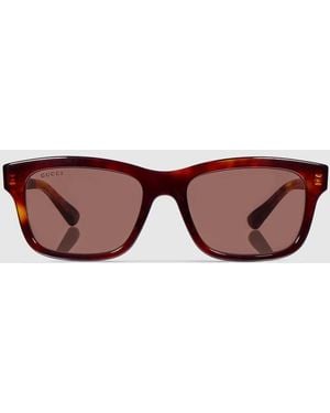 Gucci Rectangular-Frame Sunglasses - Brown