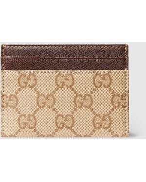 Gucci Gg Card Case, Original Gg Fabric - Natural