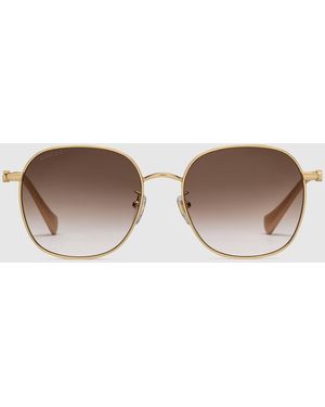 Gucci ラウンドフレーム サングラス（アジアン フィット） ゴールド - ブラウン
