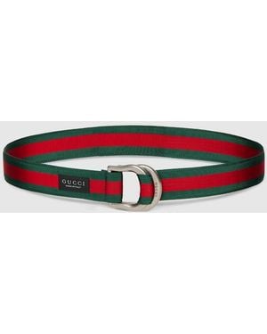 Gucci Web Belt With D-Ring Buckle, Size 60 - Red