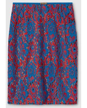 Gucci Floral Lace Wool Skirt - Blue