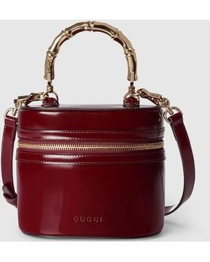 Gucci Mini Vanity Bag With Bamboo Handle - Red