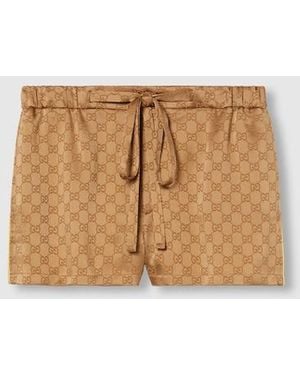 Gucci Ggサテン ショートパンツ, ブラウン, ウェア - ホワイト