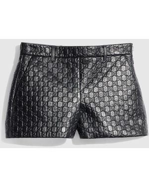 Gucci Embossed Gg Leather Shorts, Size 40 It, Ready-To-Wear - Gray