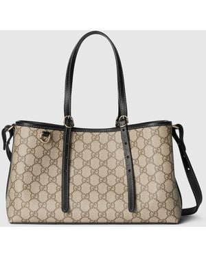 Gucci 〔Ggエンブレム〕ミディアム トートバッグ, ベージュ, Ggキャンバス - ブラウン