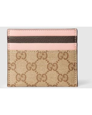 Gucci Zip Card Case With Slots, Original Gg Fabric - Natural