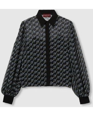 Gucci Printed Silk Creponne Shirt - Black
