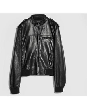 Gucci Grainy Nappa Leather Bomber Jacket, Size 52 It, Ready-To-Wear - Black