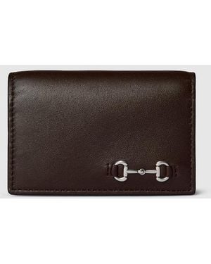 Gucci ホースビット ロング カードケース, ブラウン, レザー - ブラック