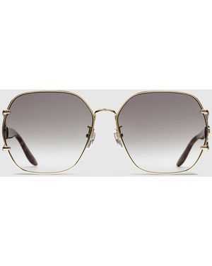 Gucci ジオメトリック フレーム サングラス, ゴールド - ブラウン