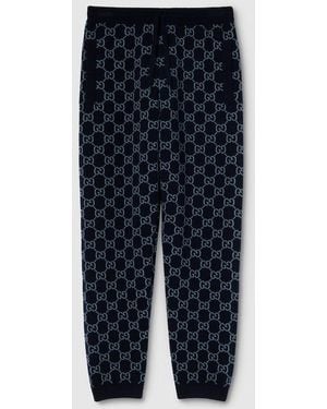 Gucci Gg Knit Double Wool Leisure Pants - Blue