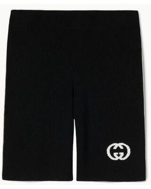 Gucci Ribbed Shorts With Intarsia, Size Xl, Ready-To-Wear - Black