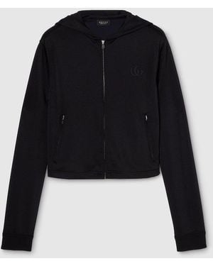 Gucci Jersey Zip Jacket With Embroidery, Ready-To-Wear - Black