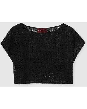Gucci Ggマクラメ トップス, ブラック, ウェア