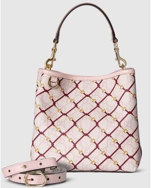 Gucci Gg Emblem Small Bucket Bag - Pink