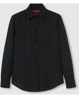 Gucci Gg Crêpe Silk Shirt - Black