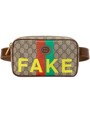 Gucci 'fake/not' Print Cosmetic Case - Natural