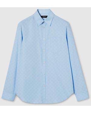 Gucci Gg Cotton Poplin Shirt, Size 15 - Blue