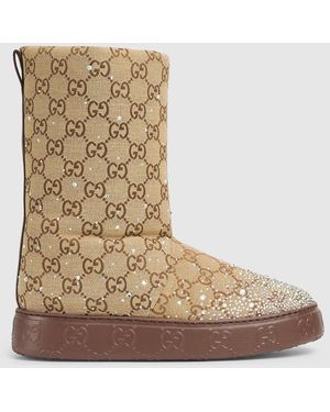 Gucci Boot With Crystals, Size 36 It - Brown