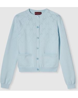 Gucci Ggコットン カーディガン, ブルー, ウェア