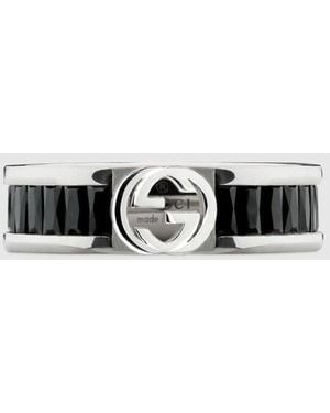 Gucci Interlocking Crystal Ring - Black