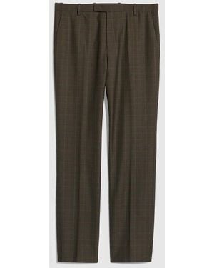 Gucci Prince Of Wales Wool Pants With Embroidery, Size 50, Ready-To-Wear - Green