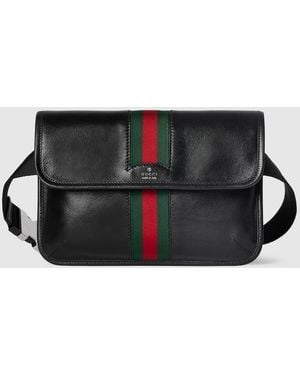 Gucci Web Trademark Small Belt Bag, Leather - Black